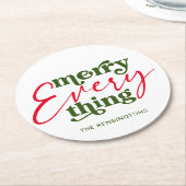 レトロメリーオールミニマリストホリデイ ラウンドペーパーコースター (アングル)