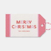 レトロメリークリスマスカスタムラベル ギフトタグ (正面(横))