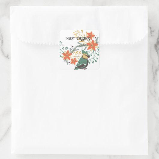 レトロメリークリスマスギフトラベルシール スクエアシール (バッグ)