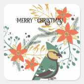 レトロメリークリスマスギフトラベルシール スクエアシール (正面)