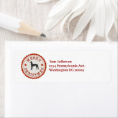 レトロメリークリスマスグレイハウンドパーソナライズされたド ラベル (インサイチュ)