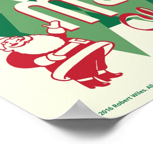 レトロメリークリスマスサンタクロースのポスター ポスター (角)