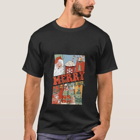 レトロメリークリスマスサンタクローストナカイ醜いSw Tシャツ (正面)