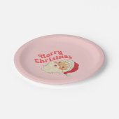 レトロメリークリスマスサンタ紙プレート ペーパープレート (アングル)