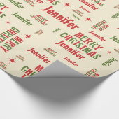 レトロメリークリスマスジェニファパーソナライズされたー名 ラッピングペーパー (角)