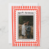 レトロメリークリスマススタンプスリペス家族写真 シーズンカード (正面)