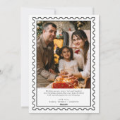 レトロメリークリスマススタンプ写真家族の休日 シーズンカード (裏面)