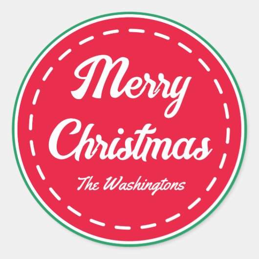 レトロメリークリスマスステッカー ラウンドシール (正面)