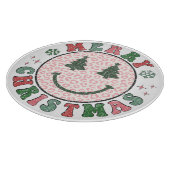 レトロメリークリスマススマイル顔 カッティングボード (角)