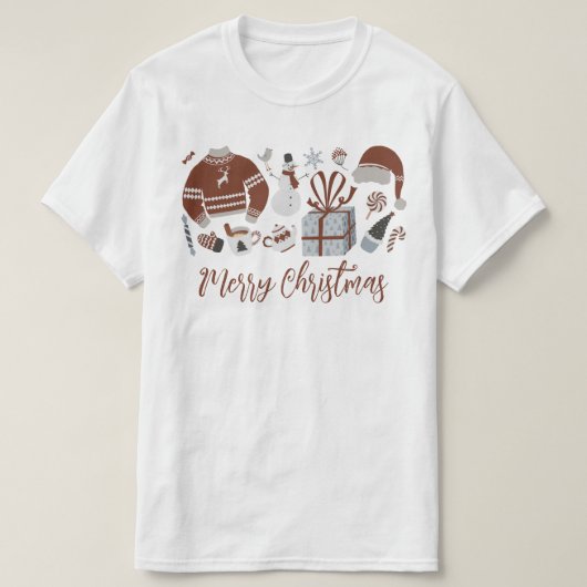 レトロメリークリスマスセーター Tシャツ (デザイン正面)