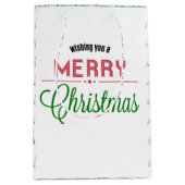 レトロメリークリスマスタイポグラフィデザイン ミディアムペーパーバッグ (正面)