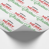 レトロメリークリスマスタイポグラフィデザイン ラッピングペーパー (角)