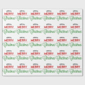 レトロメリークリスマスタイポグラフィデザイン ラッピングペーパー (フラット)