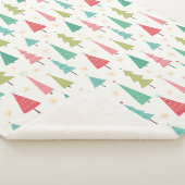 レトロメリークリスマスツリーおもしろいホリデーパターン シェルパブランケット (3/4)