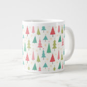 レトロメリークリスマスツリーおもしろいホリデーパターン ジャンボコーヒーマグカップ (正面右)