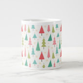 レトロメリークリスマスツリーおもしろいホリデーパターン ジャンボコーヒーマグカップ (正面)