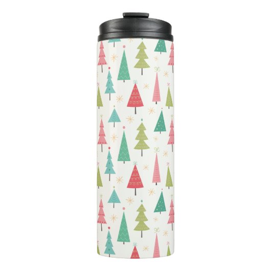 レトロメリークリスマスツリーおもしろいホリデーパターン タンブラー (正面)
