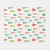 レトロメリークリスマスツリーおもしろいホリデーパターン フリースブランケット (正面(横))