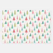 レトロメリークリスマスツリーおもしろいホリデーパターン ラッピングペーパーシート (正面)