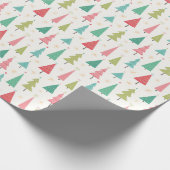 レトロメリークリスマスツリーおもしろいホリデーパターン ラッピングペーパー (角)