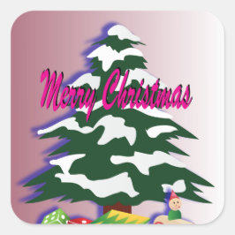 レトロメリークリスマスツリーフェスティバルシーズン ラウンドシール