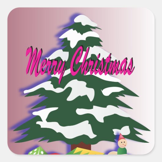 レトロメリークリスマスツリーフェスティバルシーズン ラウンドシール (正面)