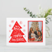 レトロメリークリスマスツリー写真テンプレート シーズンカード (スタンド正面)