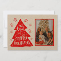 レトロメリークリスマスツリー写真テンプレート