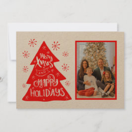 レトロメリークリスマスツリー写真テンプレート シーズンカード