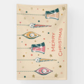 レトロメリークリスマスデコレーションウィンターホリデー 横断幕 (縦)