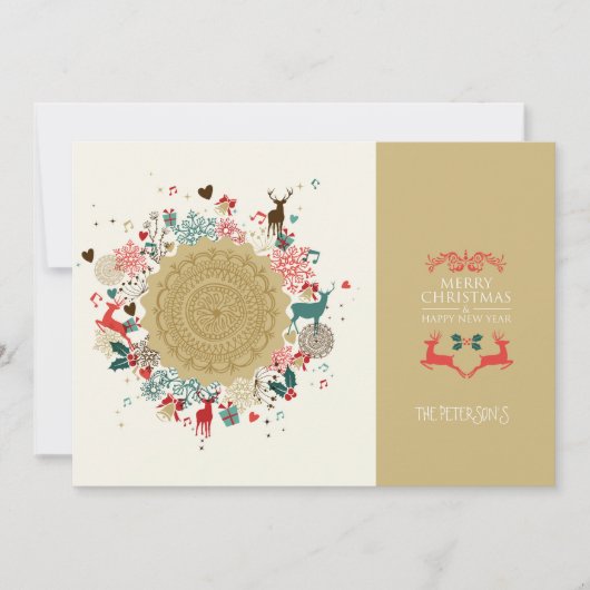 レトロメリークリスマスハッピー新年 シーズンカード (正面)