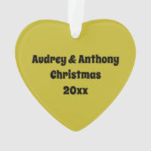 レトロメリークリスマスハートの形の写真 オーナメント (裏面)