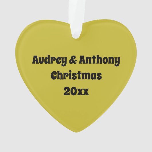 レトロメリークリスマスハートの形の写真 オーナメント (裏面)