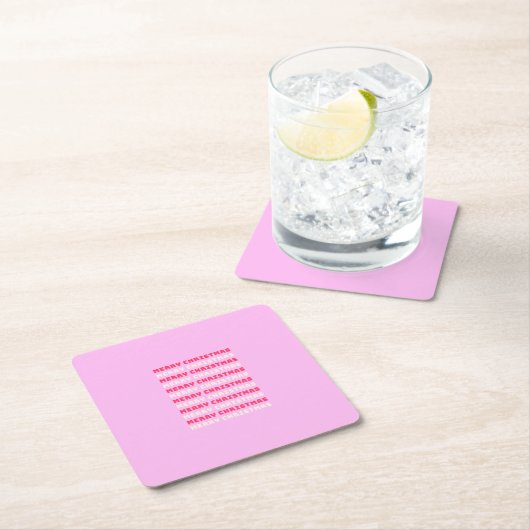レトロメリークリスマスピンクホリデーデコー名門私立校風のル スクエアペーパーコースター (インサイチュ)