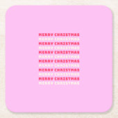 レトロメリークリスマスピンクホリデーデコー名門私立校風のル スクエアペーパーコースター (正面)