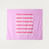 レトロメリークリスマスピンクホリデーデコー名門私立校風のル タペストリー (正面(横))