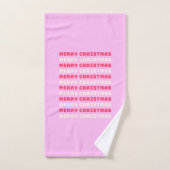 レトロメリークリスマスピンクホリデーデコー名門私立校風のル バスタオルセット (ハンドタオル)