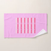 レトロメリークリスマスピンクホリデーデコー名門私立校風のル バスタオルセット (ハンドタオル)