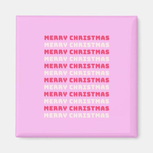 レトロメリークリスマスピンクホリデーデコー名門私立校風のル マグネット (正面)