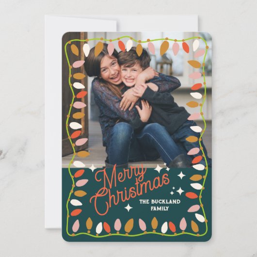 レトロメリークリスマスフォトカードワン写真 シーズンカード (正面)