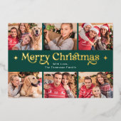 レトロメリークリスマスフォトコラージュ 箔シーズンカード (正面)