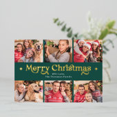 レトロメリークリスマスフォトコラージュ 箔シーズンカード (立ち正面)