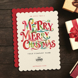 レトロメリークリスマスレッド会社のロゴウォータカラー