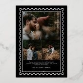 レトロメリークリスマス切手フォトカップル 箔シーズンカード (裏面)