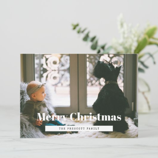 レトロメリークリスマス家族の写真 シーズンカード (スタンド正面)