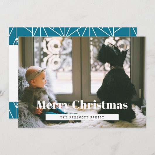 レトロメリークリスマス家族の写真 シーズンカード (正面/裏面)