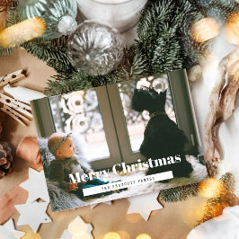 レトロメリークリスマス家族の写真 シーズンカード