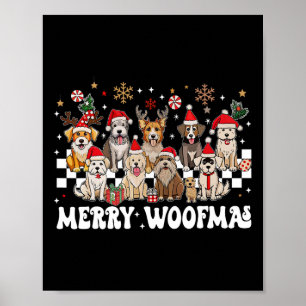 レトロメリークリスマス犬のウーマストナカイChr ポスター