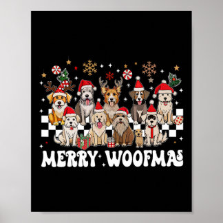 レトロメリークリスマス犬のウーマストナカイChr ポスター