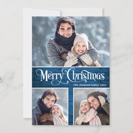 レトロメリークリスマス素朴3 PHOTO Greeting シーズンカード (正面)